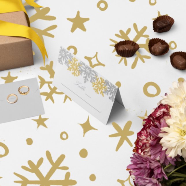 Cartão De Mesa Placa de Casamento no inverno de Flocos de Neve Do (Criador carregado)