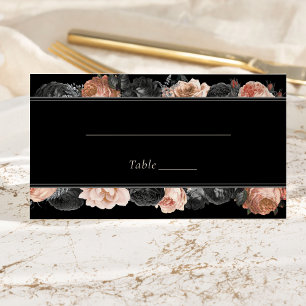 Cartão De Mesa Placa de Casamento Preto Blush Blush de Vintage Gó