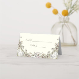 Cartão De Mesa Placa de casamento vintage de marfim de flores de 