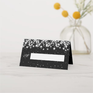 Cartão De Mesa Placa de Colocação de Casamento de Inverno Preto