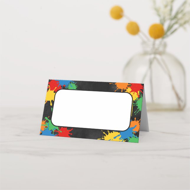 Cartão De Mesa Placa de Comida de Boys de Birthday Paintball (Frente)