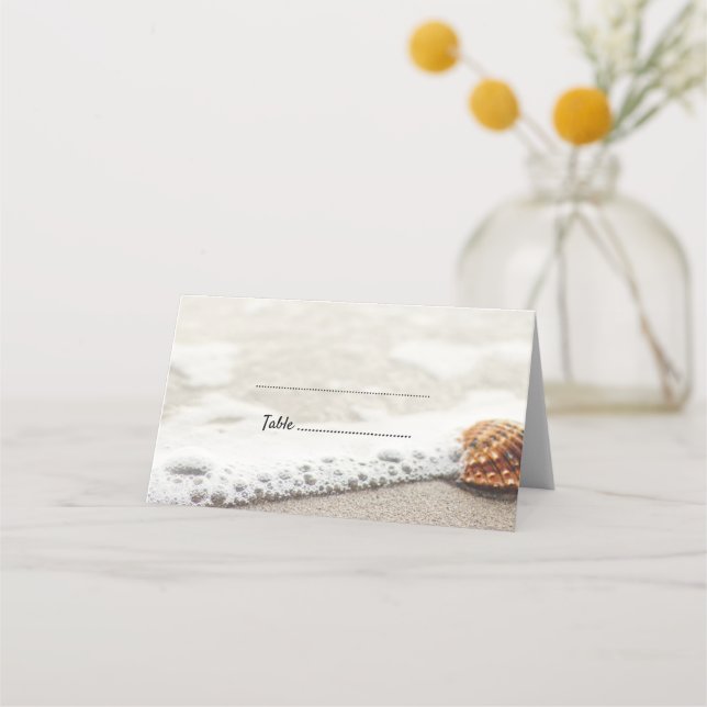 Cartão De Mesa Placa de Escolta de Casamento de Ondas de Praia (Frente)