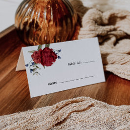 Cartão De Mesa Placa de Local da Mesa Floral de Burgundy