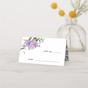 Cartão De Mesa Placa de Local de Casamento Floral Roxo