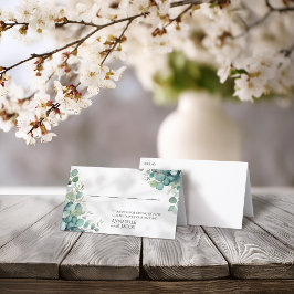 Cartão De Mesa Placa de Local Dobrada para Folha d'Água Elegante