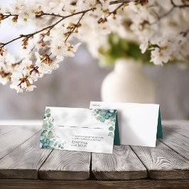 Cartão De Mesa Placa de Local Dobrada para Folha d'Água Elegante