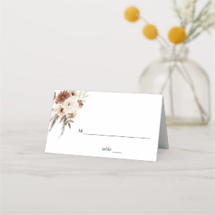 Cartão De Mesa Placa de Local Floral de Boho Neutro Rústica
