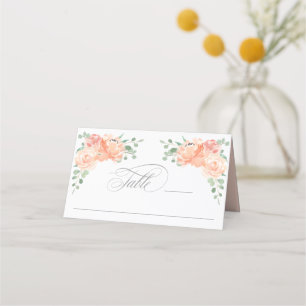 Cartão De Mesa Placa de Local Floral de Cores-d'Água Rosa e Pêsse