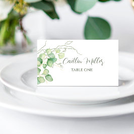 Cartão De Mesa Placa de Local Minimalista da Aquarela Eucalyptus