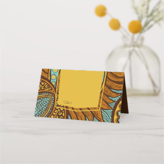 Cartão De Mesa Placa de Local para Mesa Floral Dourada de Teal An