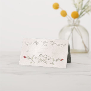 Cartão De Mesa PLACA DE LOCAL Rosa vermelha Elegante de Casamen
