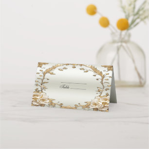Cartão De Mesa Placa de lugar das flores brancas do Ornamentado o