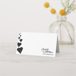 Cartão De Mesa Placa de lugar de Mesa verde Tartan ou placa de se