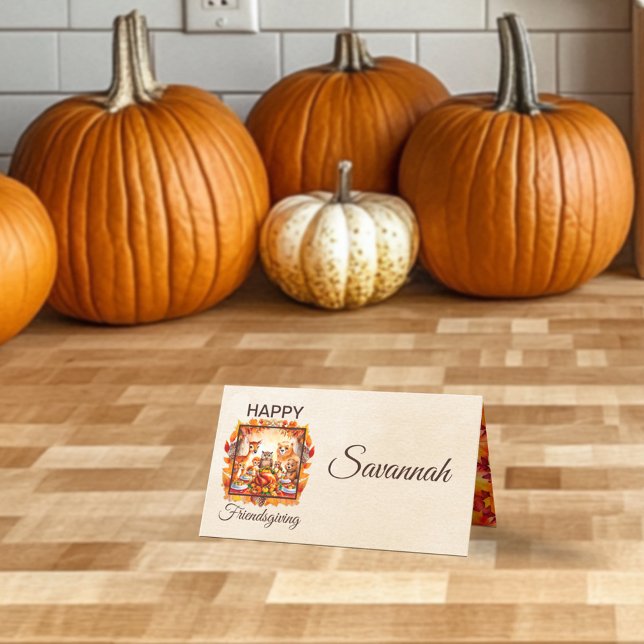 Cartão De Mesa Placa de Lugar Dobrado Feliz para Floresta de Ação (Criador carregado)