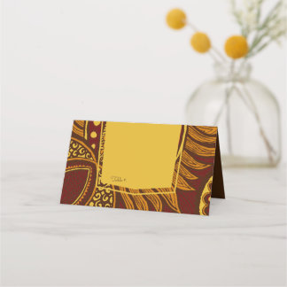 Cartão De Mesa Placa de Lugar para Mesa Floral Dourada Ankara Mar