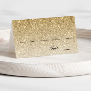 Cartão De Mesa Placa de lugar personalizada Glitter Glam Dourada