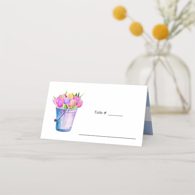 Cartão De Mesa Placa de mesa das Flores do Balde Floral Trendy (Frente)