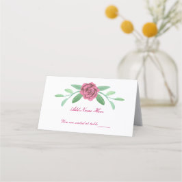 Cartão De Mesa Placa de Mesa de Folhagem de Verde Floral Cor-de-R