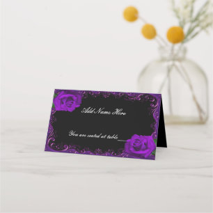 Cartão De Mesa Placa de Mesa de Rosas roxas do Gótico Elegante