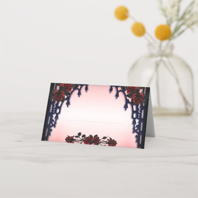 Cartão De Mesa Placa de rosa vermelha Gótica (Frente)