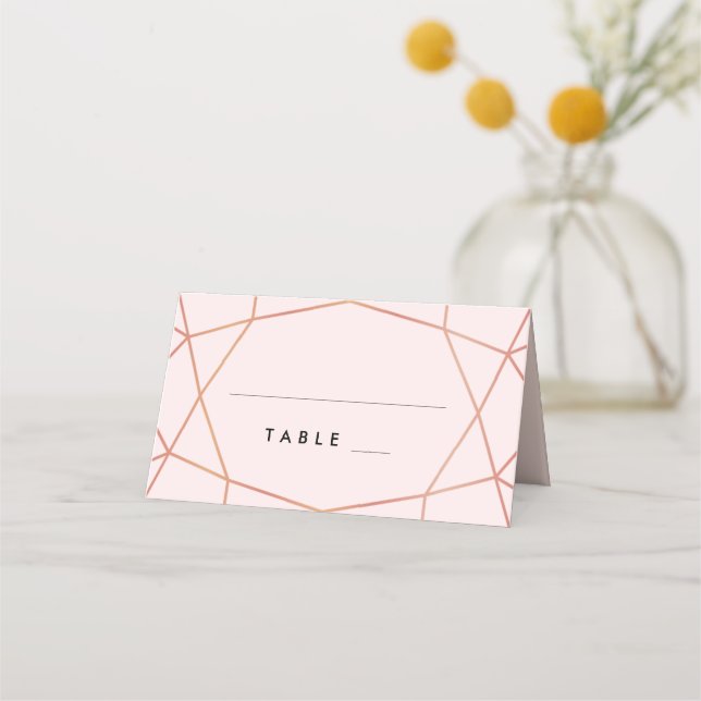 Cartão De Mesa Placa de segurança Dourada geométrica Rosa | Cor P (Frente)