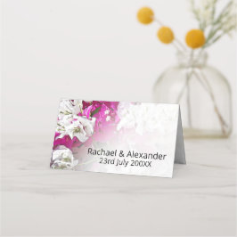 Cartão De Mesa Placa Floral Dobrada Cor-de-Rosa Branca