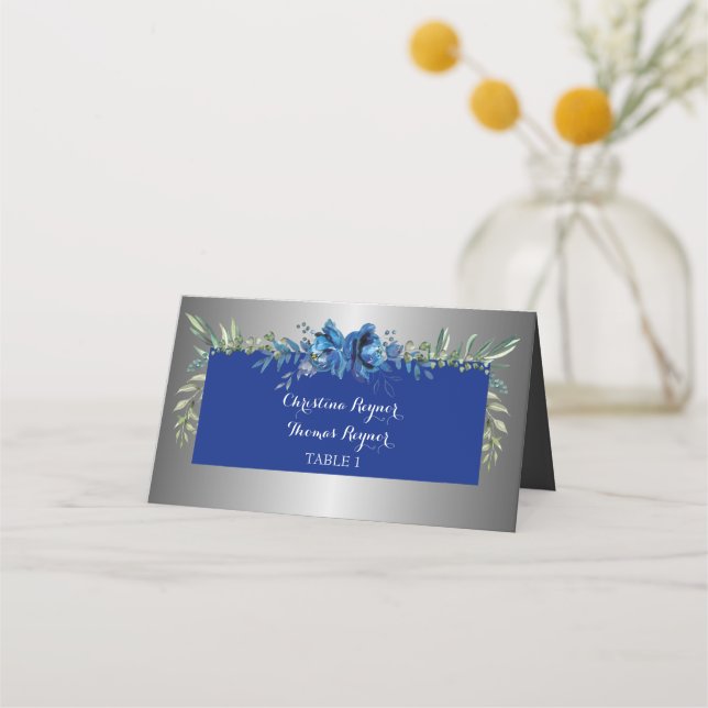 Cartão De Mesa Placa prateada de carinho (Frente)