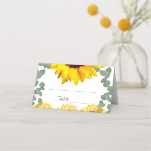 Cartão De Mesa Placas de Casamento de Girassol Eucalyptus