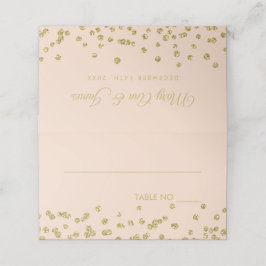 Cartão De Mesa Placas de Casamento Dourada Lente Confetti Blush