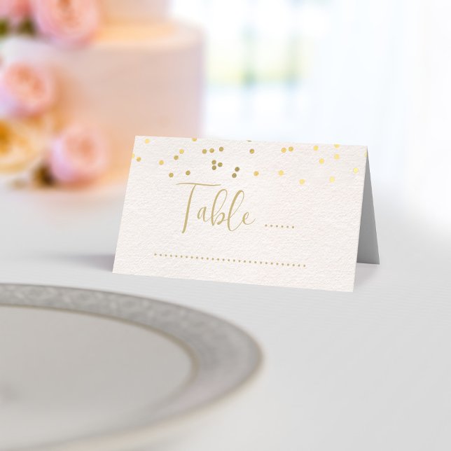 Cartão De Mesa Placas de Casamento Rosa-Rosa-Blush com Pontos Dou (A pretty pink place card with space for your table number and handwritten name & message inside)