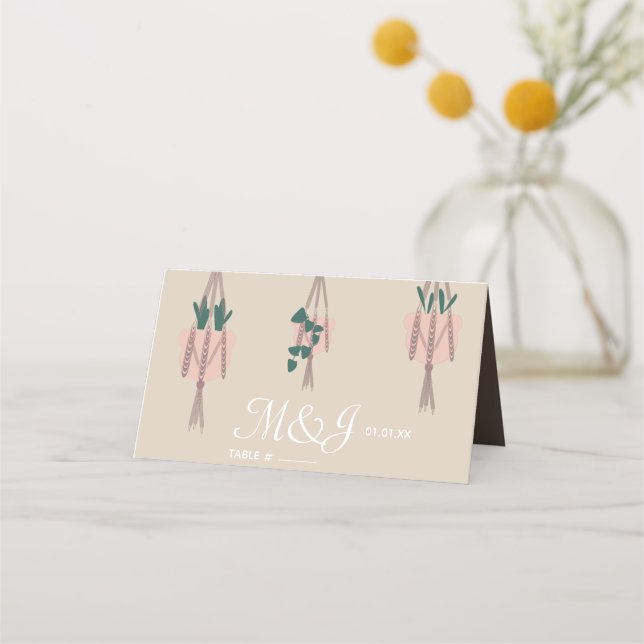 Cartão De Mesa Plantas Botânicas Modernas de Macramê Penduradas p (Frente)
