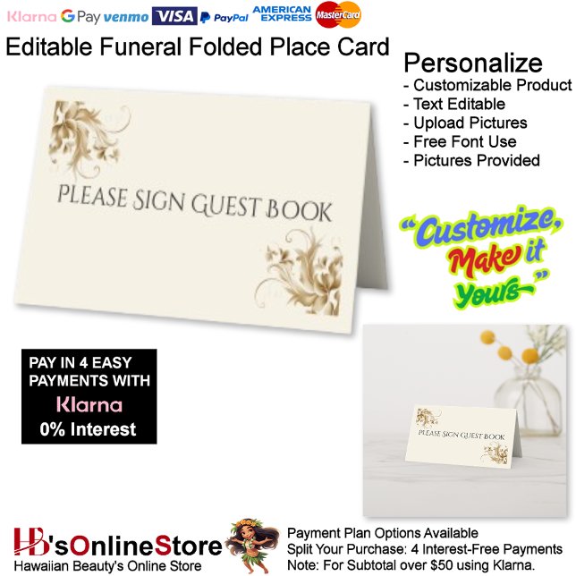 Cartão De Mesa Please Sign Guest Book Memorial Funeral Folded (Please Sign Guest Book Memorial Funeral Folded Place Card.)