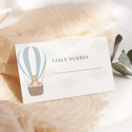 Cartão De Mesa Podemos Esperar. | Baby Boy Blue Balloon Chá