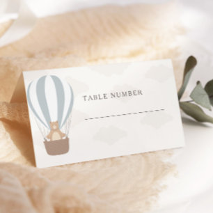 Cartão De Mesa Podemos Esperar.   Baby Boy Blue Balloon Chá