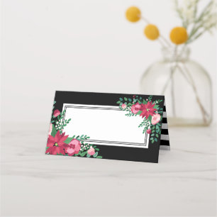Cartão De Mesa Poinsettia & Mistletoe   Casamento no inverno   No