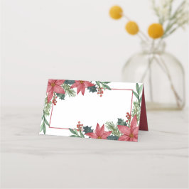 Cartão De Mesa Poinsettia Obrigado Red Floral Casamento De Natal