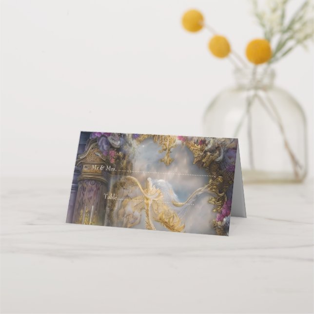 Cartão De Mesa Porta Elegante Dourada, Texto Dourado (Frente)