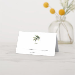 Cartão De Mesa Praia Tropical Minimalista com Palmeira