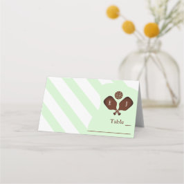 Cartão De Mesa Preppy Pickleball Stripes Wedding