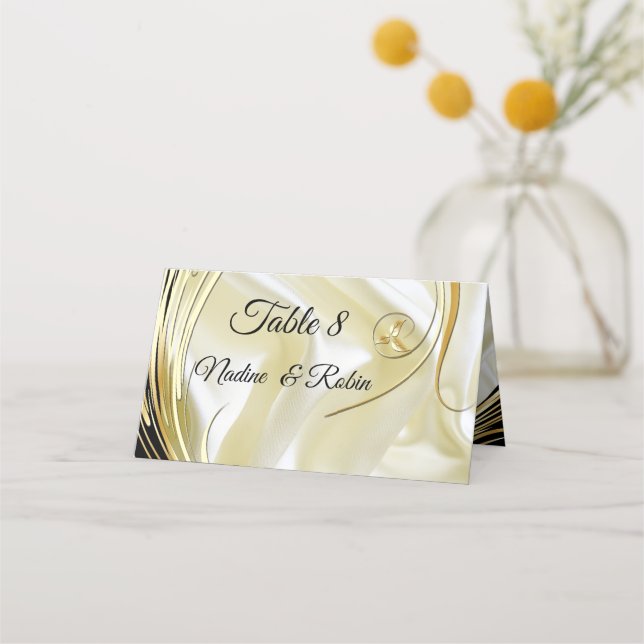 Cartão De Mesa Preto com textura Dourada em prata (Frente)