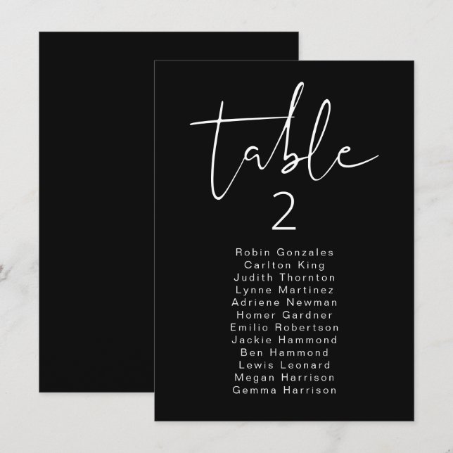 Cartão de Mesa preto-e-branco (Frente/Verso)