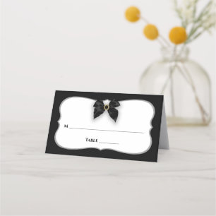 Cartão De Mesa Preto e Branco, Arco/ Fita Clássica, Casamento