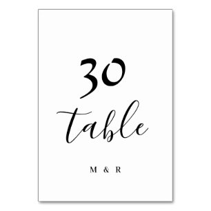 Cartão de Mesa Preto e Branco Personalizado Número