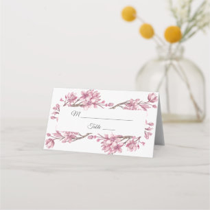 Cartão De Mesa Primavera rosa flor de cereja. Casamento