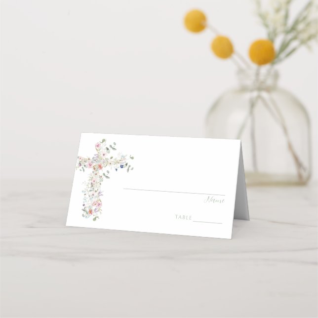 Cartão De Mesa Primavera Wildflower Baptism Número da Mesa (Frente)