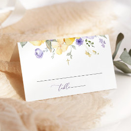 Cartão De Mesa Purple Flowers, Yellow Flowers, Boho, Baptism