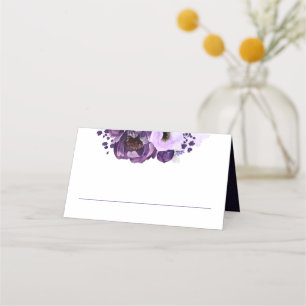 Cartão De Mesa Purple Watercolor Blossoms Casamento Real Moderno