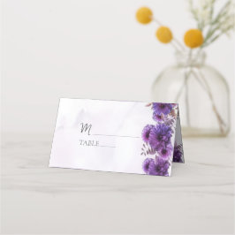 Cartão De Mesa Purple Watercolor Chrysanthemum Wedding Place Card