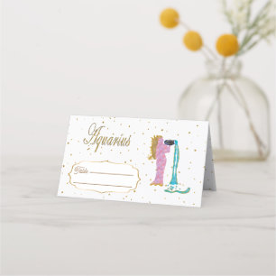 Cartão De Mesa Quic Dourado Aquarius Zodiac Birthday
