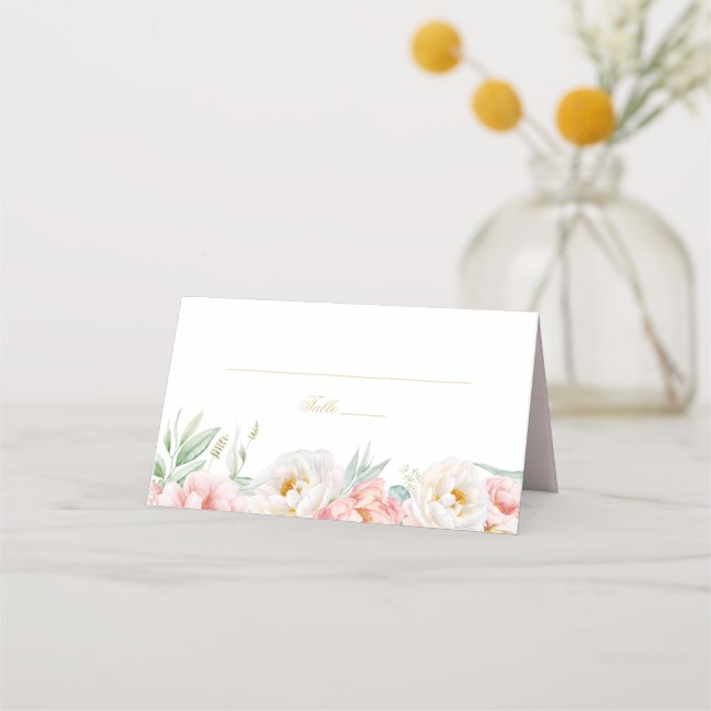 Cartão De Mesa Quinceañera Elegante Rosa e Dourada (Frente)